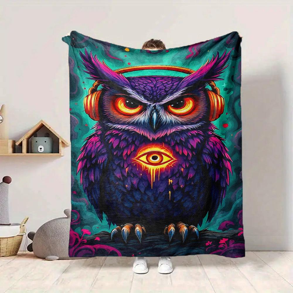 1pc Owl Blanket, Lightweight Flannel Throw Blanket for Sofa, Bed, Travel, Camping, Living Room, Office, Couch, Chair, and Bed