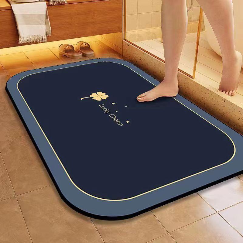Thickened diatomaceous earth suction, rubber anti slip, light luxury bathroom door anti fouling quick drying door floor mat