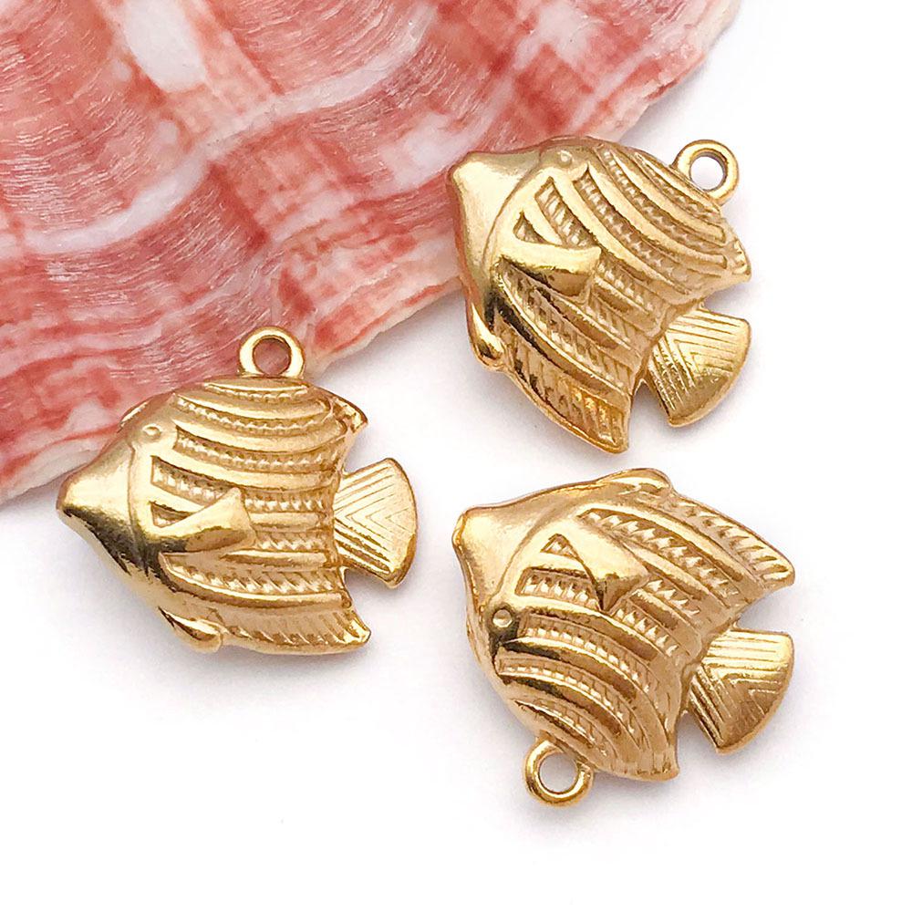 Stainless Steel Tropical Fish Goldfish Pendant Charm for DIY Jewelry.