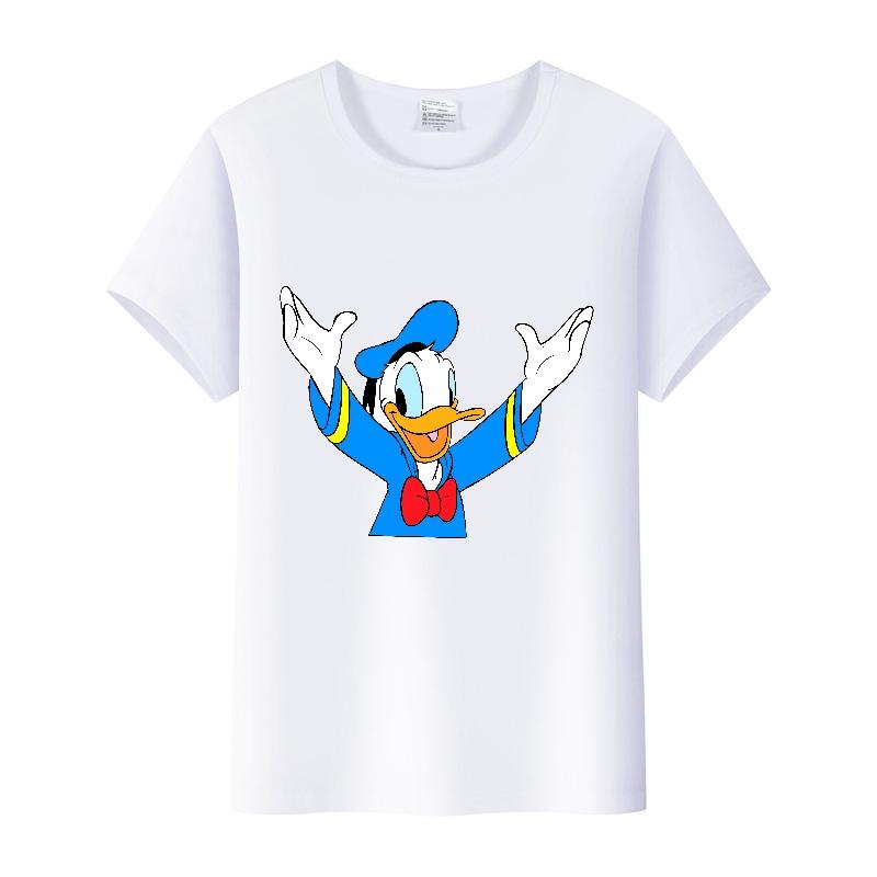 Kawaii Donald Duck Plus Size Tee Ladies Graphic Clothes Summer Women Short Sleeve T-shirt Disney Cartoon Men Tshirt Female Tops