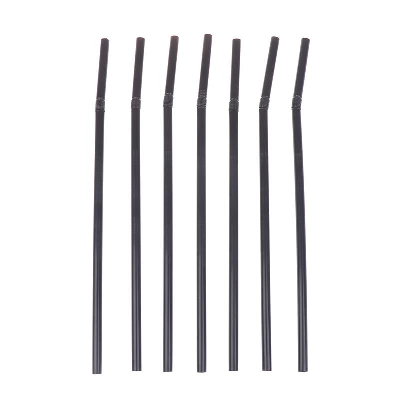 100Pcs Drinking Straws Black Flexible Wedding Party Supplies Drinking Straws Kitchen