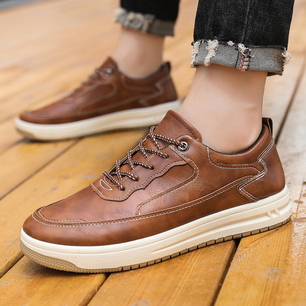 2025 new style men's shoes, shallow mouth retro skate shoes, tide Korean fashionable England style large size casual sneakers for men