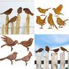 Rustic Metal Bird Silhouette Set: 4-Piece Outdoor Garden Courtyard Decoration