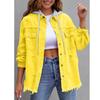 Damska Jeansowa Kurtka z Kapturem Luźny Krój Oversize Streetwear Długi Rękaw Z Efektem Zniszczenia