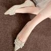 New Crystal Pearl Design Women Shoes Buckle Decorative Banquet Ladies Shoes Pointed Toe Pregnant Flats with Female Pumps