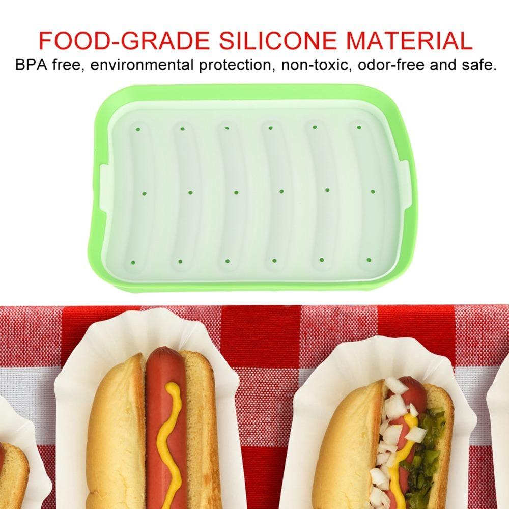 3pcs With Vented Lid Silicone Sausage Mold Steaming Oven Microwave Refrigerator Freezer зелёный
