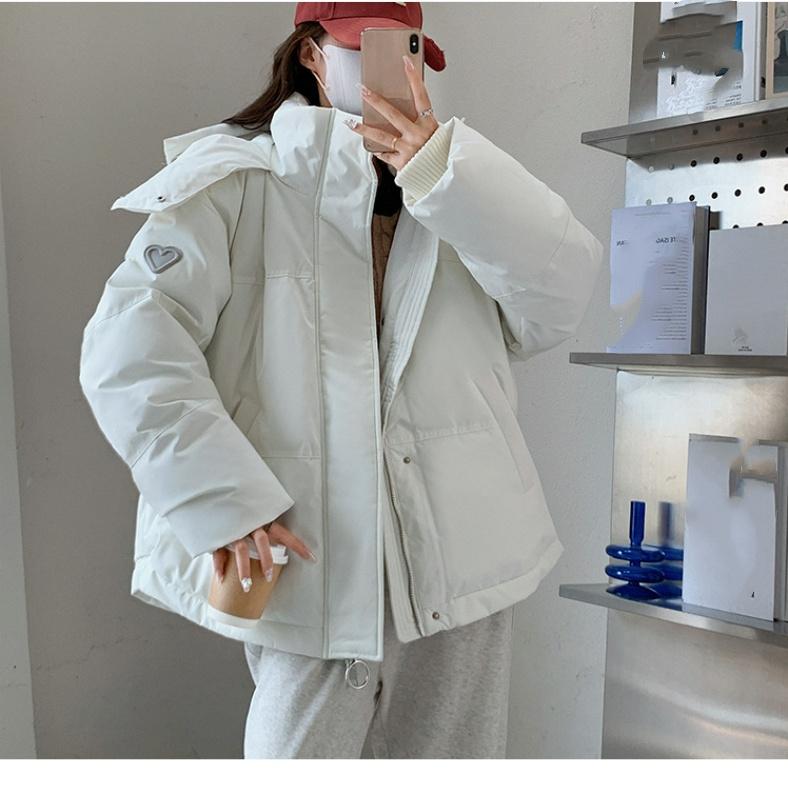 Winter Korean Version of The Gray Love Short Down Cotton-padded Jacket Student Large Size Cotton-padded Jacket Women's Bread Jacket