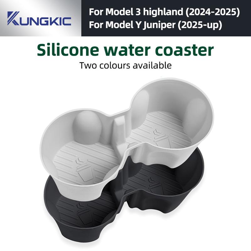 Silicone For Tesla Model 3 Highland 2024 Model Y Juniper 2025 Center Console Water Cup Holder Non-Slip Cup Mat Interior