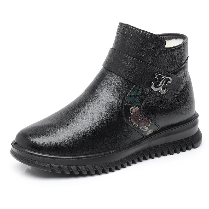 2024 Winter New Fashion Genuine Leather Women's Ankle Boots Women Plush Thick Keep Warm Snow Boots Mother Shoes free shipping