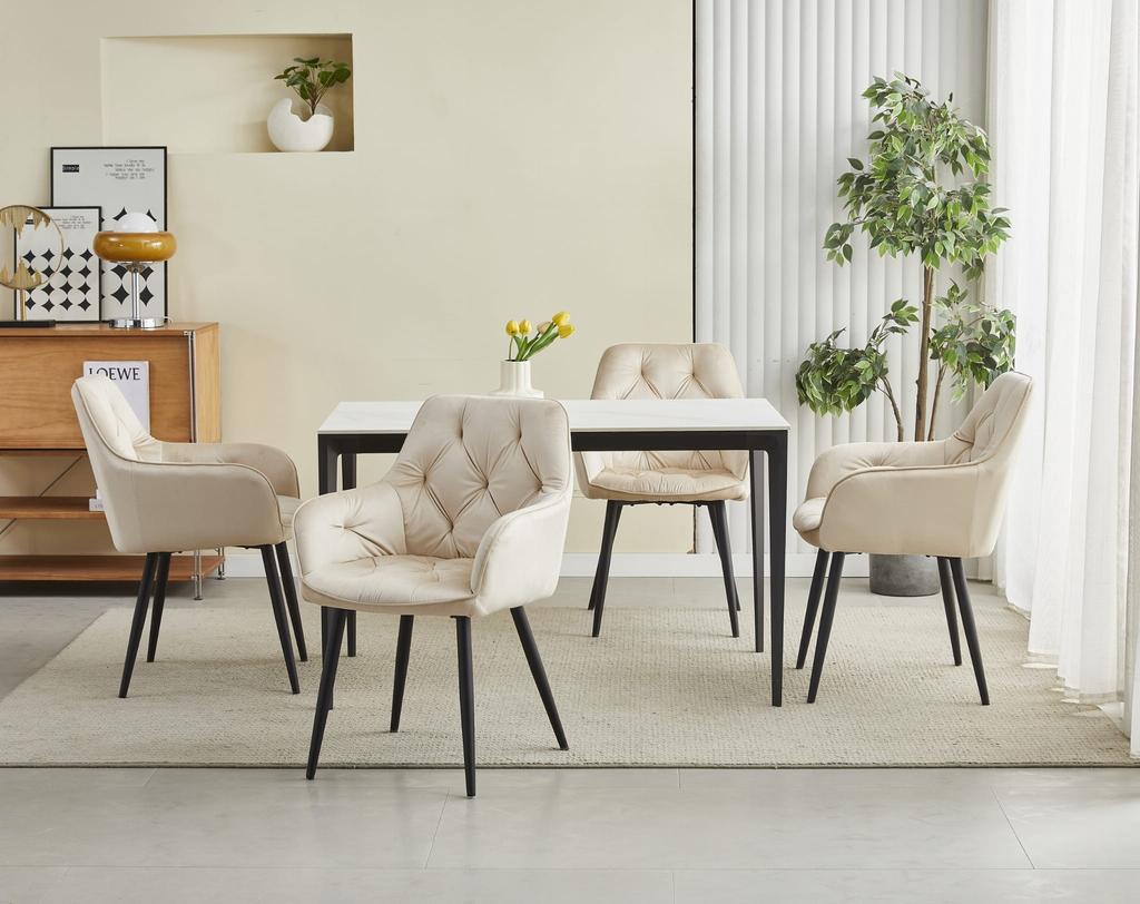 JORK Chair - Beige Velvet / Black Legs X 2