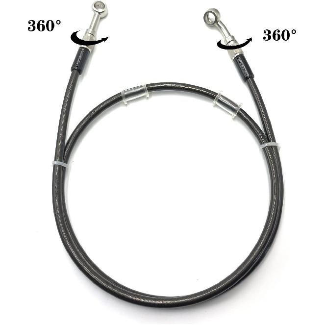 AN3 M10 Black Stainless Steel Braided Motorcycle Brake Line Oil Hose Pipe 360-degree rotatable Stainless Steel Fitting for Motocross Pit Dirt Street