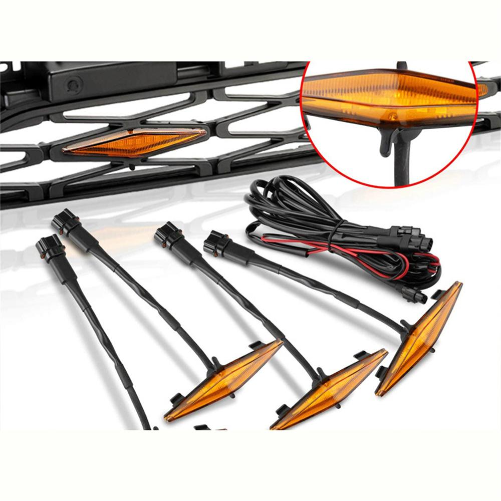 4pcs Front Grille Mesh LED Amber Lights Raptor Style For Toyota 4Runner 2014-21