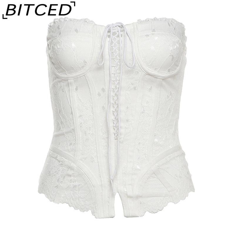 

BITCED Spring Women s Solid-Color Slim-Fit Streetwear Off-Shoulder Wrap-Top with Backless Design L белый