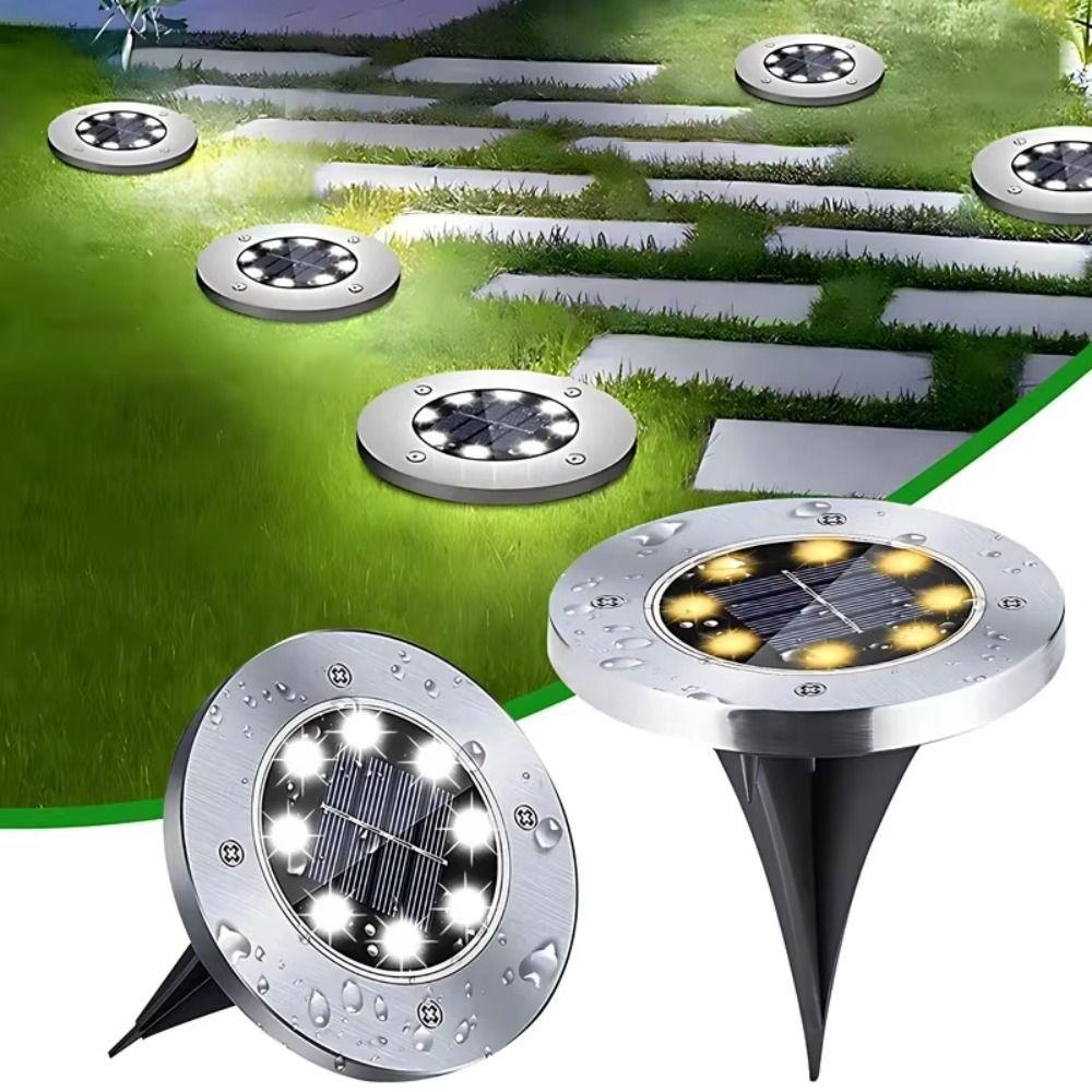 Multi-Color Solar Power Disk Light 8LED3 Buried Solar Led Lamp Landscape Lighting  Walkway Floor