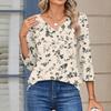 3/4 Length Sleeve Womens Tops V Neck Shirt  Casual Blouse Basic Tshirts
