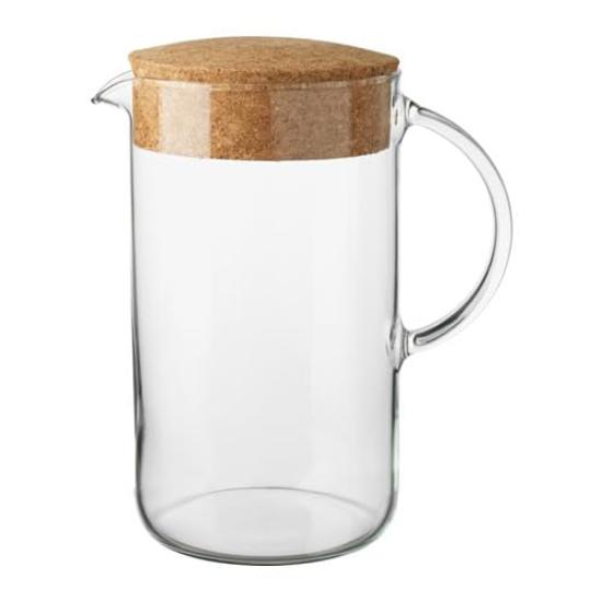 IKEA Water Pitcher with Clear 30279722 365+ Lid, Glass, Cork,