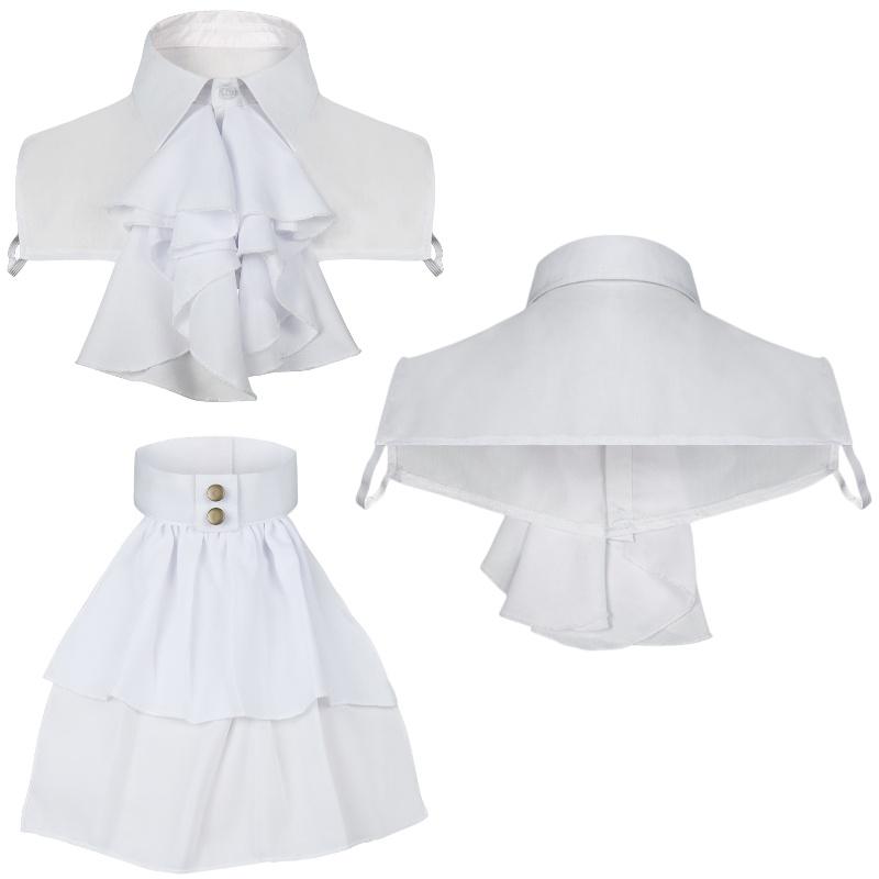 French Shirt Vintage False Collars White Lace Peter Pan Collar Unisex Medieval