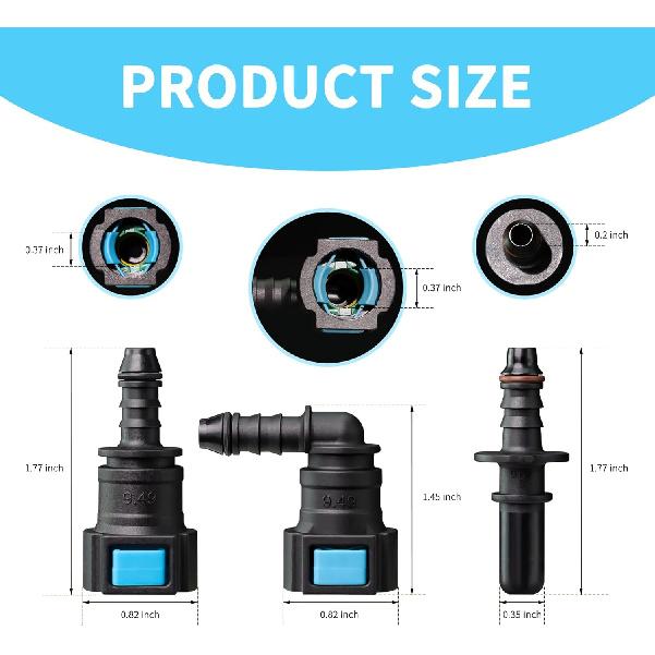 Fuel Line Quick Connect Kit 24PCS,Assorted 5/16 3/8 Fuel Line Fittings Nylon Straight Push-On Release Hose Connector