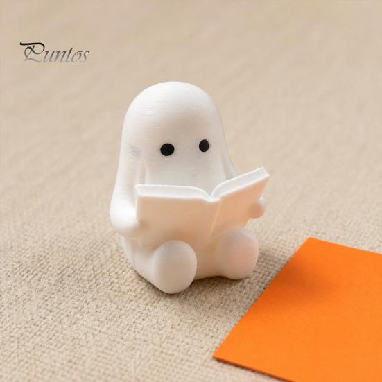 Halloween Desk Decorations 3D Printed Ghost Figurine, Cute Spooky Resin Statue, Funny Desktop Tray Decorative for Scenes Decor, Tabletop Centerpiece