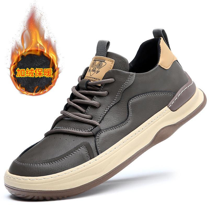2025 autumn new men's shoes cowhide breathable European station trend versatile brown retro leather casual board shoes