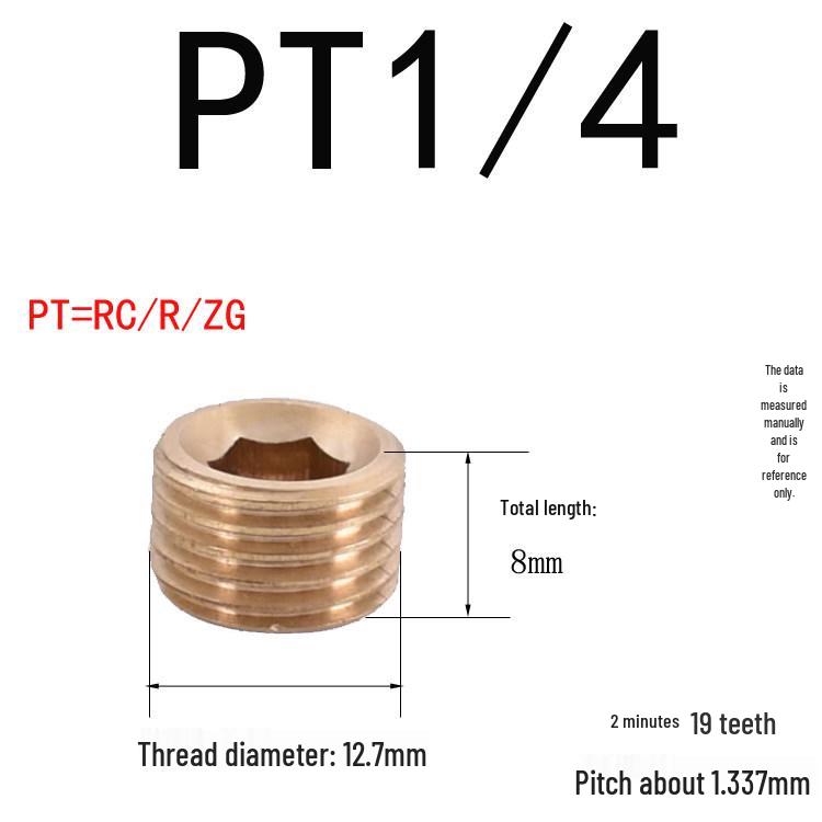 Plastic Mold Tapered Copper Hex Plug - PT British Standard Screw for Water Pipes
