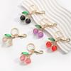 Sparkling 3D Cherry Charm Keychain Accessory Fashionable Fruit Shape Key Rings Portable Bag Decoration for Women