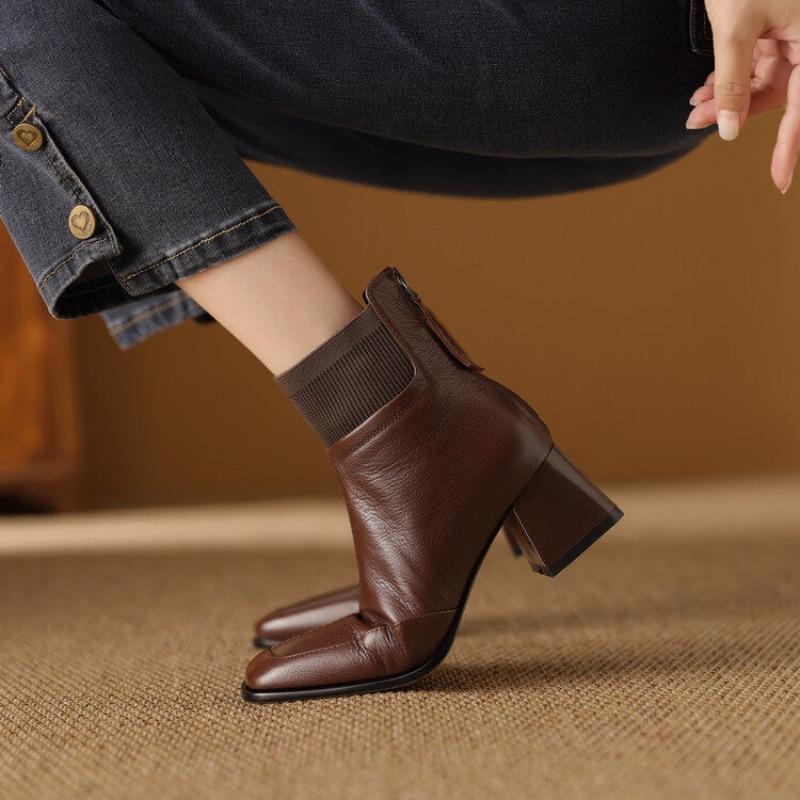 Neue Herbst Damenstiefel Grob Absatz Outdoor Rutschfest Schuh Retro Reißverschluss Mode Stiefel Komfort Lässig Damen Schuhe Botas