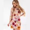 MINS three-dimensional flower mesh lace embroidered hip-wrapped slim-fitting sexy dress