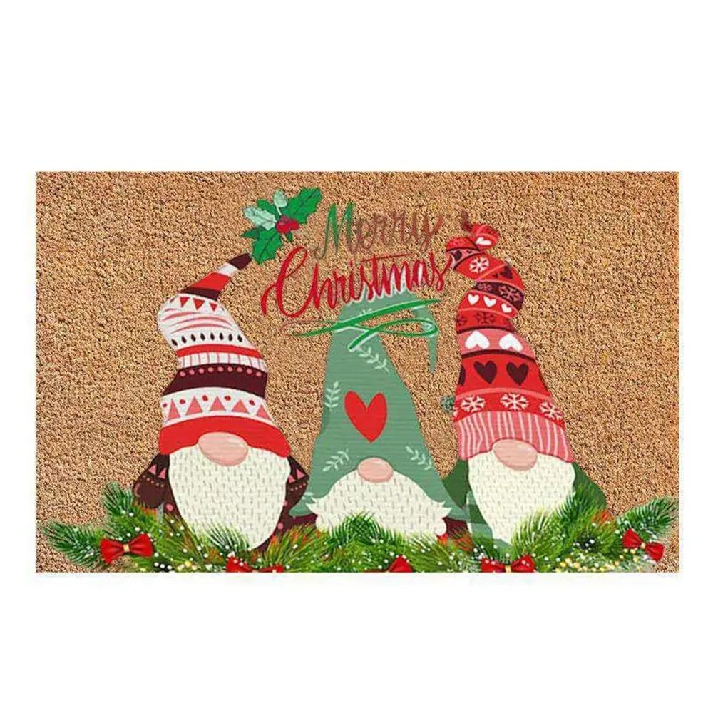 40*60cm Christmas Door Mat New Year Nonslip Entryway Floor Rug Floor Decoration Cartoon Pattern Pad Letters Doormat Home Carpet