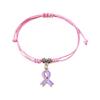 Meaningful Pink Purple Braided Bangle Ribbon Woven Heart Bracelet Wrist Jewelry For Chest Cancer Awareness