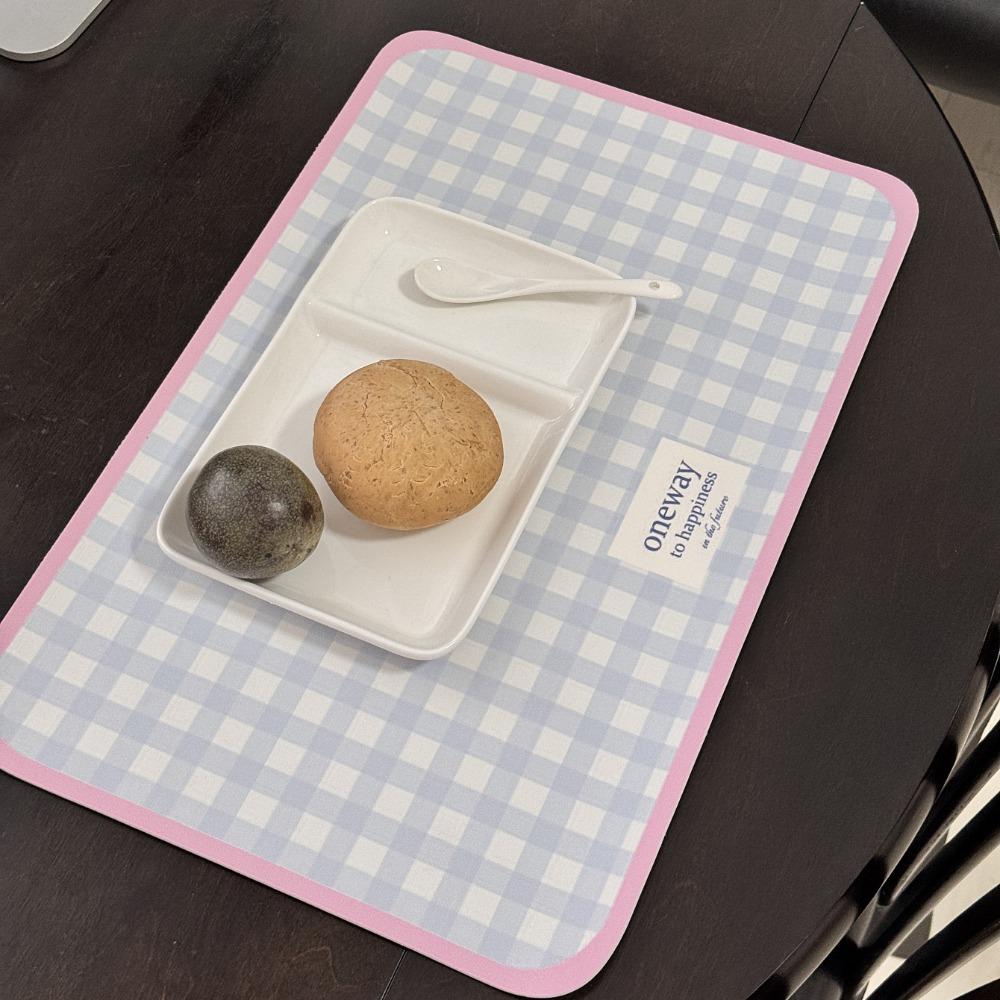 Cute Leather Placemat Simple Plaid Waterproof Western Placemats Anti Slip Oilproof Coasters Home Decor