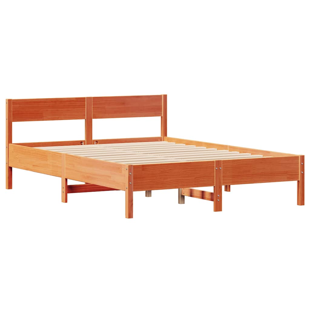 Solid Wood Bed Without Mattress Wax Brown 120x200 Cm Pine Wood