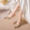 Pointed Stiletto Applique Solid Color High Heels Festive Wedding Dress Wedding Shoes Bride Show Shoes Korean Version of Fashion