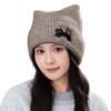 Lovely Cats Ears Hat Women Soft Plush Knitted Hat Trendy Winter Warm Hat for Fall and Winter