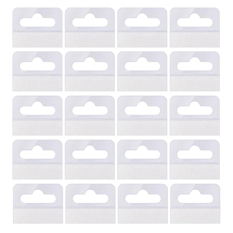 100 Pieces Clear Plastic Hooks Self Stick Slot Hole Hanging Tabs for Store Displays and Household Use Kitchen Wall Hooks