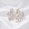 1 Pair Dripping Oil Irregular Petal Stud Earrings for Women Elegant Floral Design Anti-allergy Business Casual Wear Jewelry