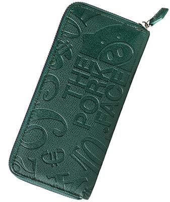 Frank Miura THE PORK FACE Collaboration Long Round and Big Money Wallet Wallet, Zipper, Embossed, Men's Women's (Green)