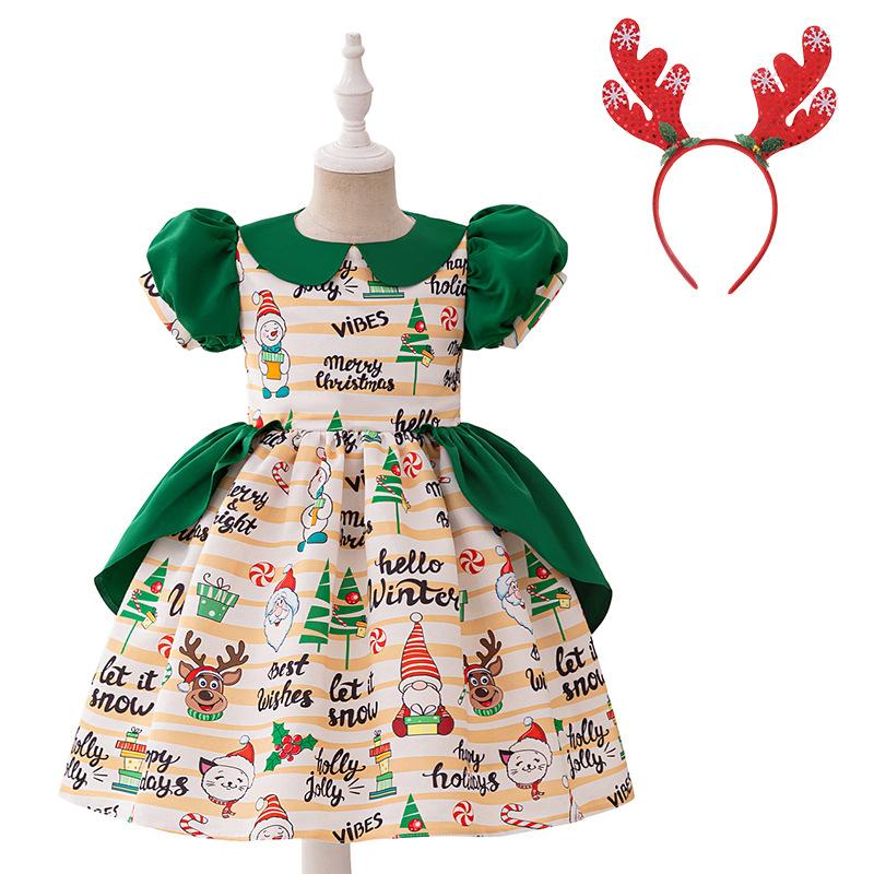 Girls Dress Santa Claus Snowflake Skirt Children's Skirt Cartoon Princess Dress Christmas Costumes