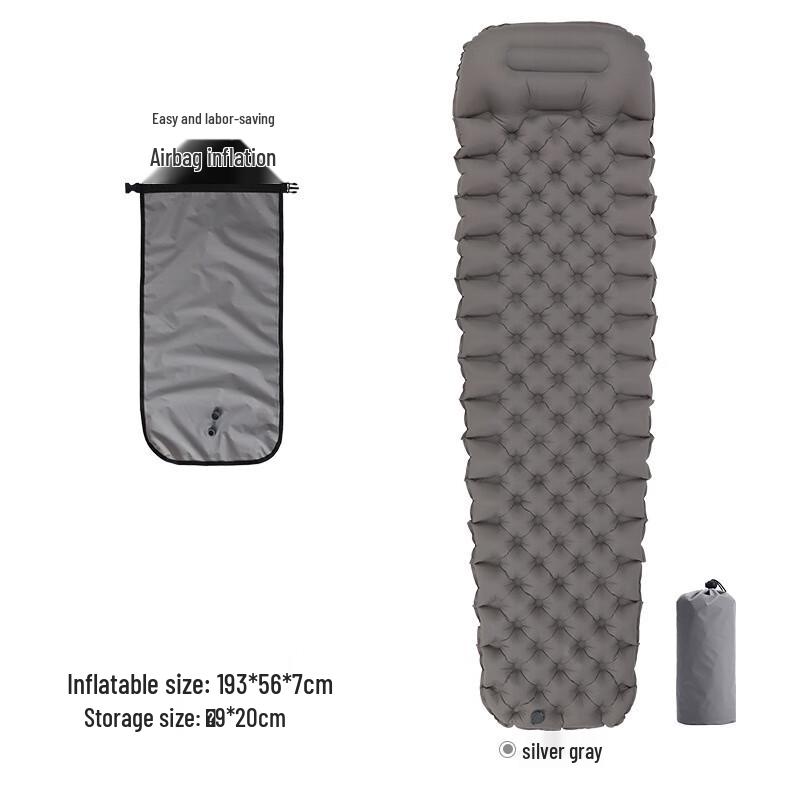 Portable Inflatable Camping Mat with Pillow 193*56*7cm
