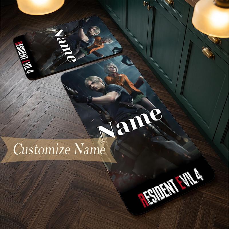 Resident Evil (1) Customize Name Flannel Kitchen Mat Soft Non-Slip Kitchen Floor Runner Rug for Home Kitchen Decor