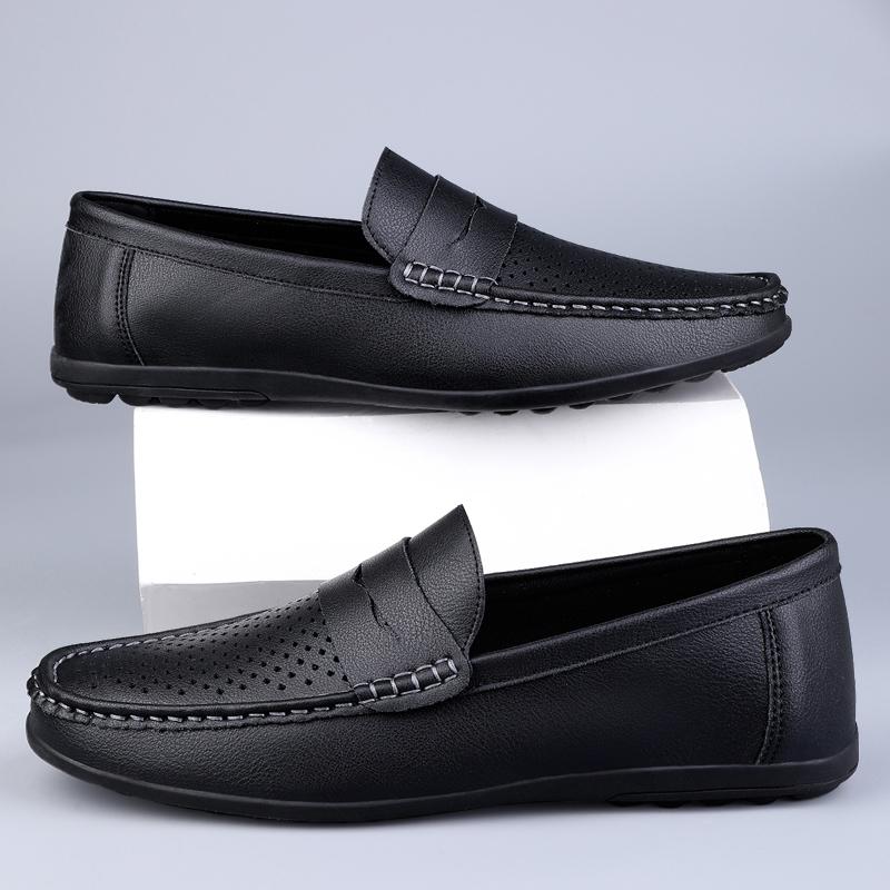Leather Men Breathable Driving Shoes Luxury Brands Formal Men Loafers Moccasins Italian Male Lazy Shoes Black Plus Size 38 to 47