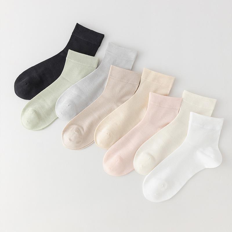 

Female Summer Thin Pure Color Breathable Leisure All Match Short Tube Sock 1 pair білий