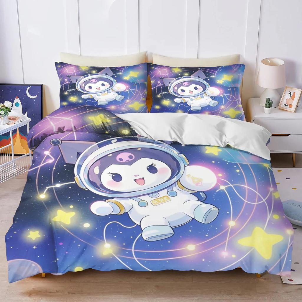 Kuromi Sanrio Bedding Sets 3D Comforter Bed Cover Duvet Cover Pillow Case 2-3 Pieces Sets Children Bedroom Decoration