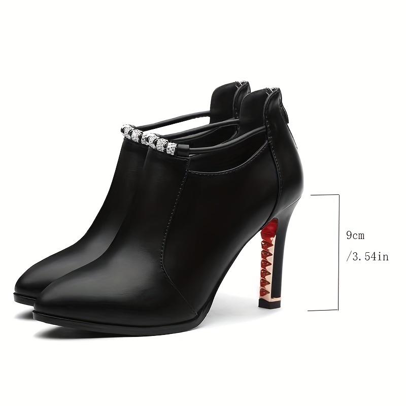 Women's Stiletto Ankle Boots, Fashion Solid Color Pointed Toe Booties, Fashion Back Zipper High Heeled Boots