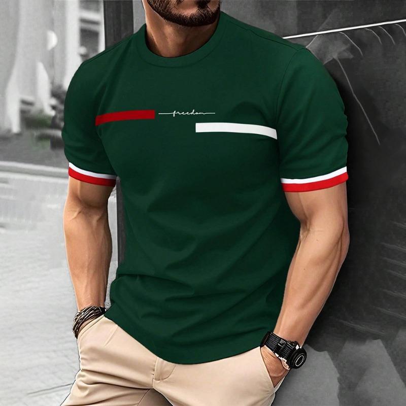 Mote Sommer 3D Stripe Bokstavtrykk Herre T-skjorte Hip Hop Trend Harajuku Streetwear Casual O-hals Oversized T-skjorter Herre Topper