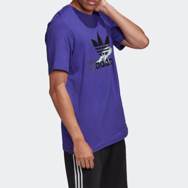 Adidas Originals Trefoil Sports Short Sleeve T-Shirt Men Tops Purple FM3696
