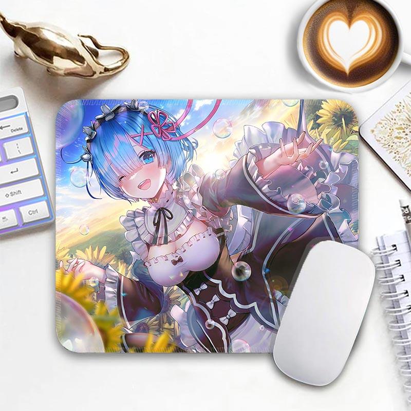 Anime R_Rem R_Re Zero Mouse Pad Small Gaming Mousepad Gamer Non-Slip Edge Standard MousePads PC Compact Stitched Office Mousemat