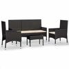 VidaXL Salon de jardin 4 pcs avec coussins Noir Résine tressée, ensemble de salon d'extérieur, ensemble de mobilier 319500