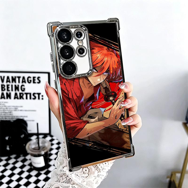 Rurouni Kenshin Anime Plating Phone Case For Samsung Galaxy S24 S25 FE S26 Edge S23 Ultra S22 S21 Plus S20 Anti-Fall Airabag Cov