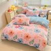 Light luxury thickened milk fleece four-piece set imitation rabbit fleece carved quilt cover high-end bed sheet household warm bedding three-piece set